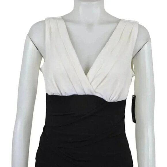 NWT Saint Tropez West Dress Bodycon Black  Cream Sleeveless Size 10 - Picture 2 of 12